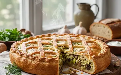 Kulebiak Wigilijny z Kapustą i Grzybami