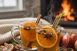 Spiced Apple Mulled Wine with Orange and Rosemary
