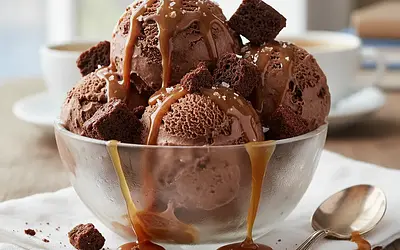 Triple Chocolate Ice Cream with Salted Caramel and Brownie Chunks