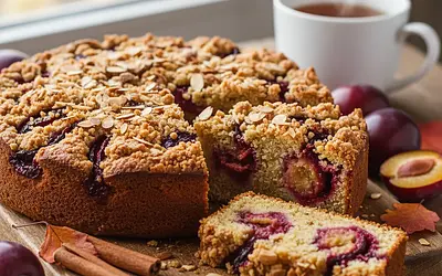 Autumn Charm: Spiced Cake with Plums and Crunchy Crumble