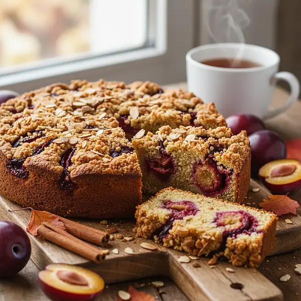 Autumn Charm: Spiced Cake with Plums and Crunchy Crumble