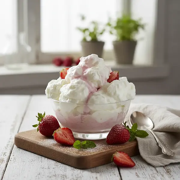 Yogurt Cloud with Strawberry Mousse