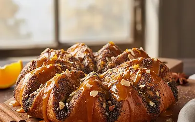 Spiced Poppy Seed and Nut Star with Orange Icing