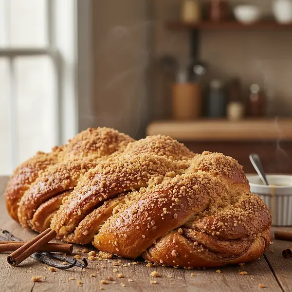 Vanilla-Cinnamon Challah with Crumble