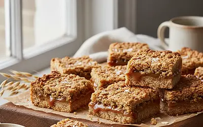 Caramel Treasure Bars with Crunchy Oat Base