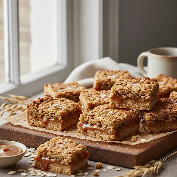 Caramel Treasure Bars with Crunchy Oat Base