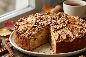 Autumn Crumble Cake with Caramelized Apples and Nut Crumble