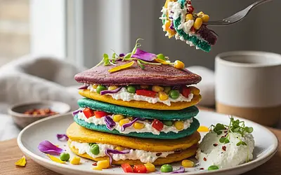 Tęczowe Naleśniki Szpinakowe z Twarożkiem i Warzywami