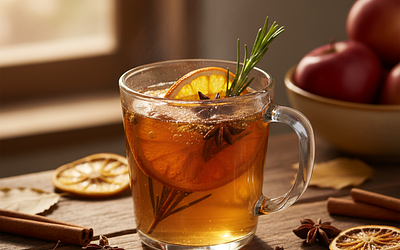 Spiced Apple Mulled Wine with Rosemary and Orange