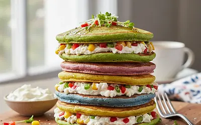 Tęczowe Naleśniki Szpinakowe z Serkiem i Warzywami