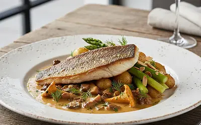 Zander Zatorski in creamy sauce with boletus mushrooms