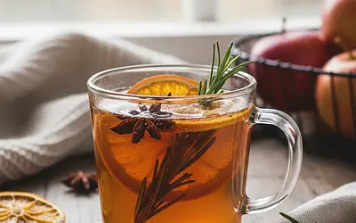 Spiced Apple Mulled Wine with Rosemary and Orange