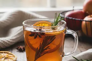 Spiced Apple Mulled Wine with Rosemary and Orange