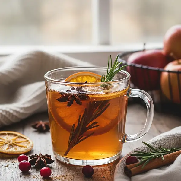 Spiced Apple Mulled Wine with Rosemary and Orange