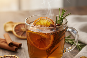Spiced Apple Mulled Wine with Rosemary and Orange
