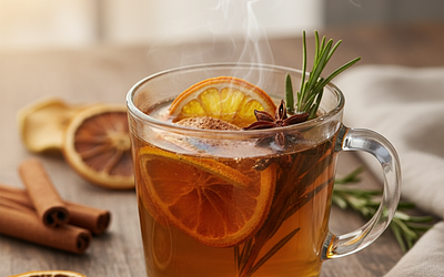 Spiced Apple Mulled Wine with Rosemary and Orange