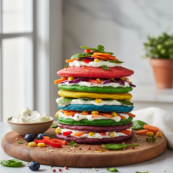 Rainbow Spinach Pancakes with Cheese and Vegetable Filling