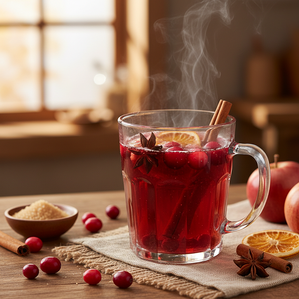 Warming apple-cranberry drink with spices