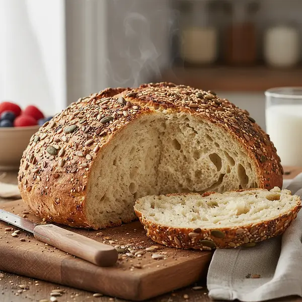 Fluffy gluten-free bread with little seeds of happiness