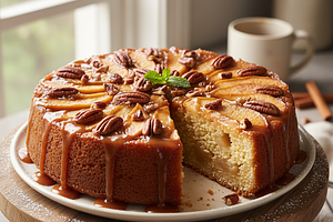 Caramel Apple Upside-Down Cake with Pecans