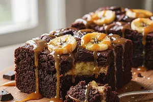 Banana Brownie with Double Chocolate and Salted Caramel