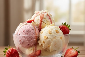 Creamy Strawberry Ice Cream with a Hint of Vanilla and White Chocolate