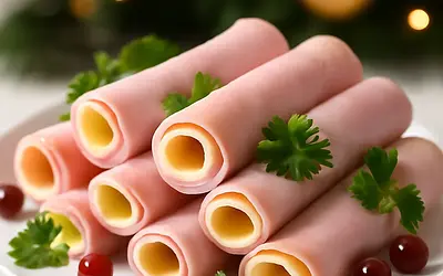 Roladki z szynki z serem