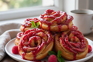 Rose Faworki with Raspberry Icing