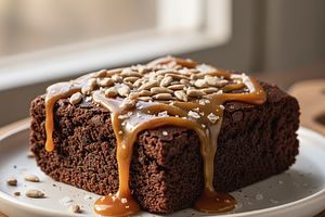 Sunflower Brownies with Salted Caramel (Nut-Free)