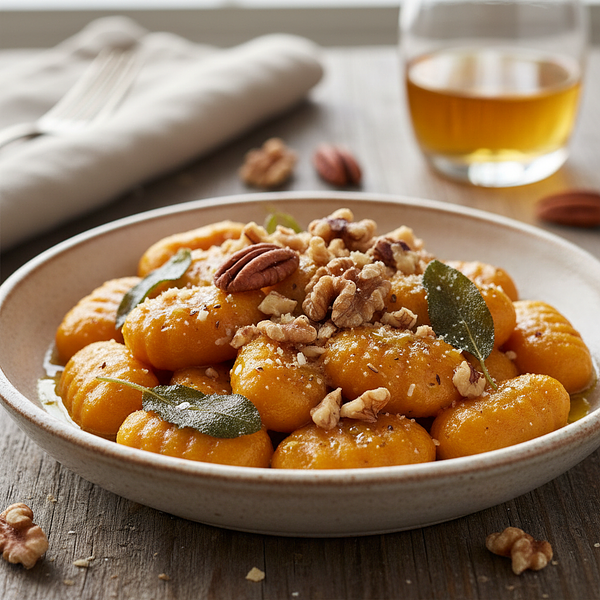 Creamy Pumpkin Gnocchi with Sage Butter and Toasted Nuts