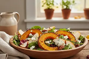 Jesienna Sałatka z Pieczoną Dynią, Gruszką i Serem Gorgonzola