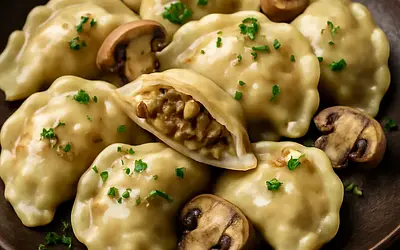Dumplings with cabbage and mushrooms