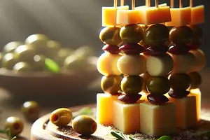 Cheese and Olive Skewers