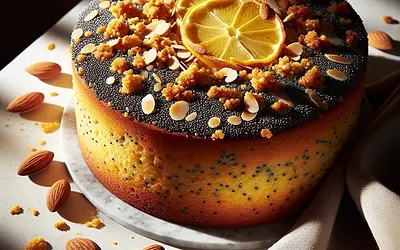 Poppy seed and lemon babka with almond crumble