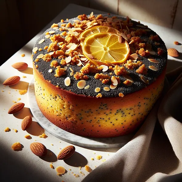 Poppy seed and lemon babka with almond crumble