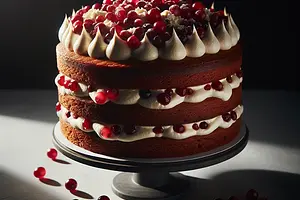 Gingerbread cake with cranberry and mascarpone cream (my style)