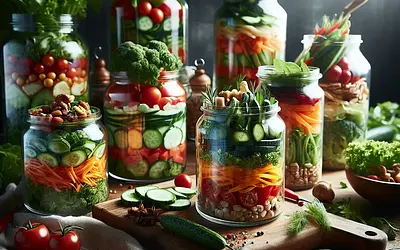 Vegetable Salad in Jars
