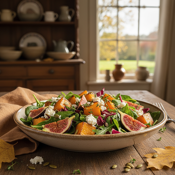 Autumn Salad with Roasted Pumpkin, Figs, and Goat Cheese