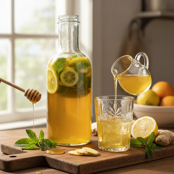 Homemade Mint-Lemon Syrup with a Hint of Ginger