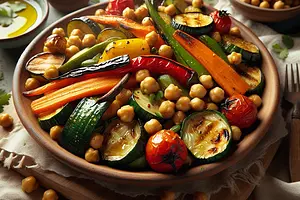 Baked Mediterranean Vegetables with Crispy Chickpeas (Vegan Variation of Briam)