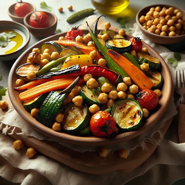 Baked Mediterranean Vegetables with Crispy Chickpeas (Vegan Variation of Briam)