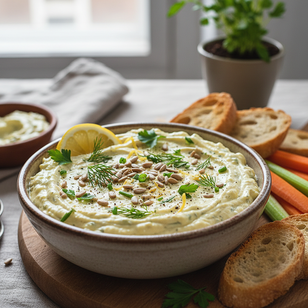 Creamy Herb Cheese with Toasted Sunflower Seeds and a Hint of Lemon