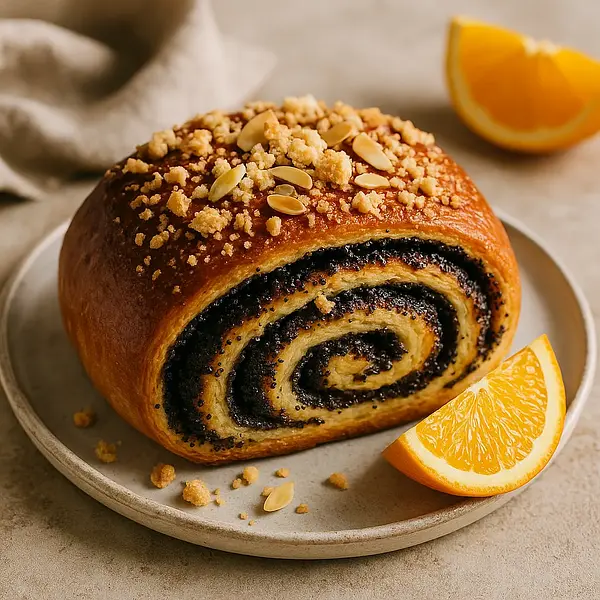 Poppy Seed and Orange Roll with Almond Crumble (Sweet Blog version)