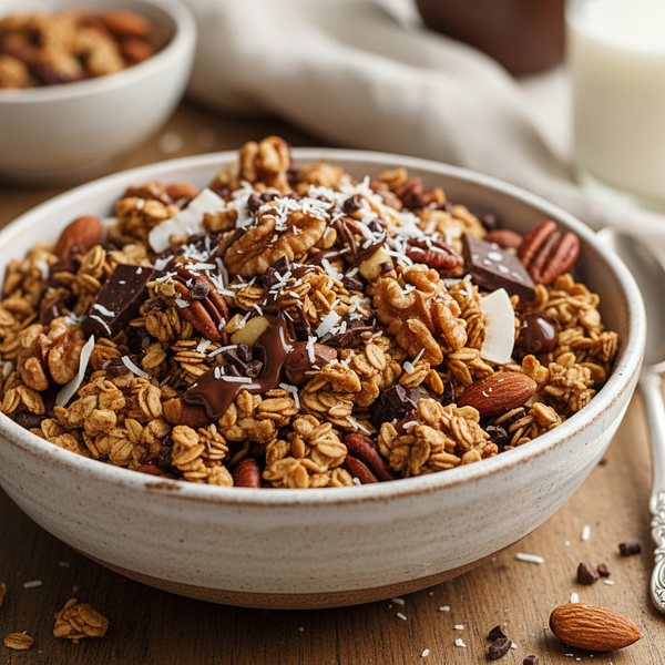 Homemade Keto Granola with Nuts and Chocolate
