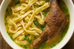 Goose broth in Olga Smile style with homemade noodles