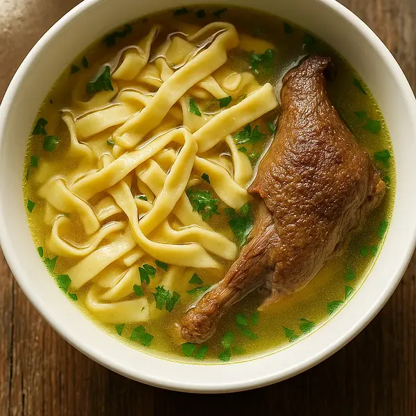 Goose broth in Olga Smile style with homemade noodles