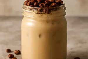 CREAMY COFFEE IN A JAR with caramelized roasted beans