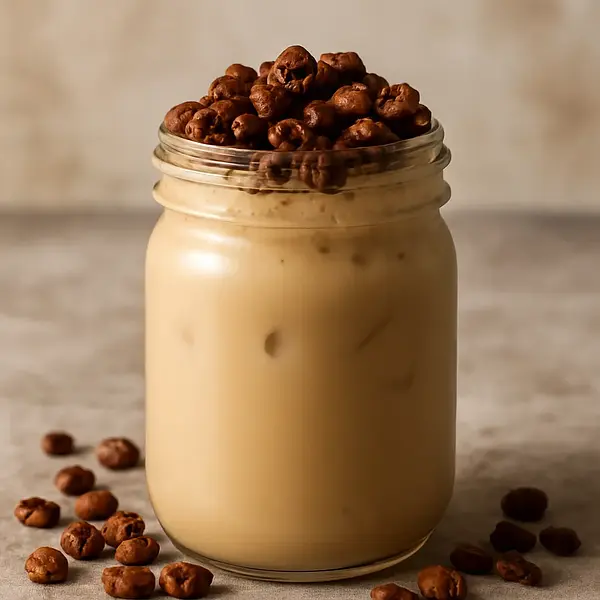 CREAMY COFFEE IN A JAR with caramelized roasted beans