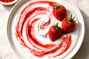 Yogurt Sweet Plate with Strawberry Nebula