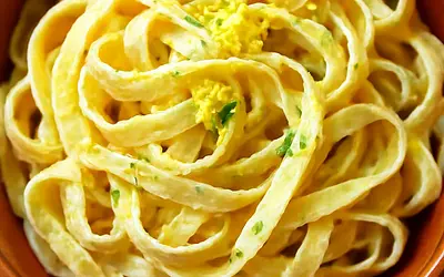 Homemade egg pasta with a hint of lemon and dill for broth (in the style of Olga Smile)